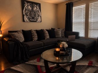 Dark Gray Fabric Sectional Sofa
