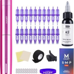 Mast Tour Y22 Tattoo Wireless Pen Machine Kit Tattoo Pen Kits Mast Pro Cartridges Needles Inks Battery Power Supply

