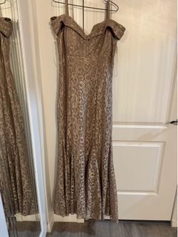 R&M Richards Women’s Size 14 Champagne Lace Off-Shoulder Mermaid Formal Gown