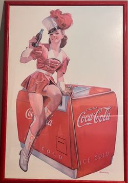 Vintage Coca Cola Pin Up Girl Framed Print