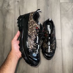 Burberry Arthur Monogram Print Black Bridle Brown Size 43 ( Us 10 ) L