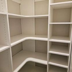 Pantry Wrap Around White Closet to Maximize Your Space. Everything is adjustable. 