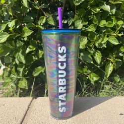 Starbucks 2023 Rainbow Oil Slick Venti  24oz Tumbler With Straw