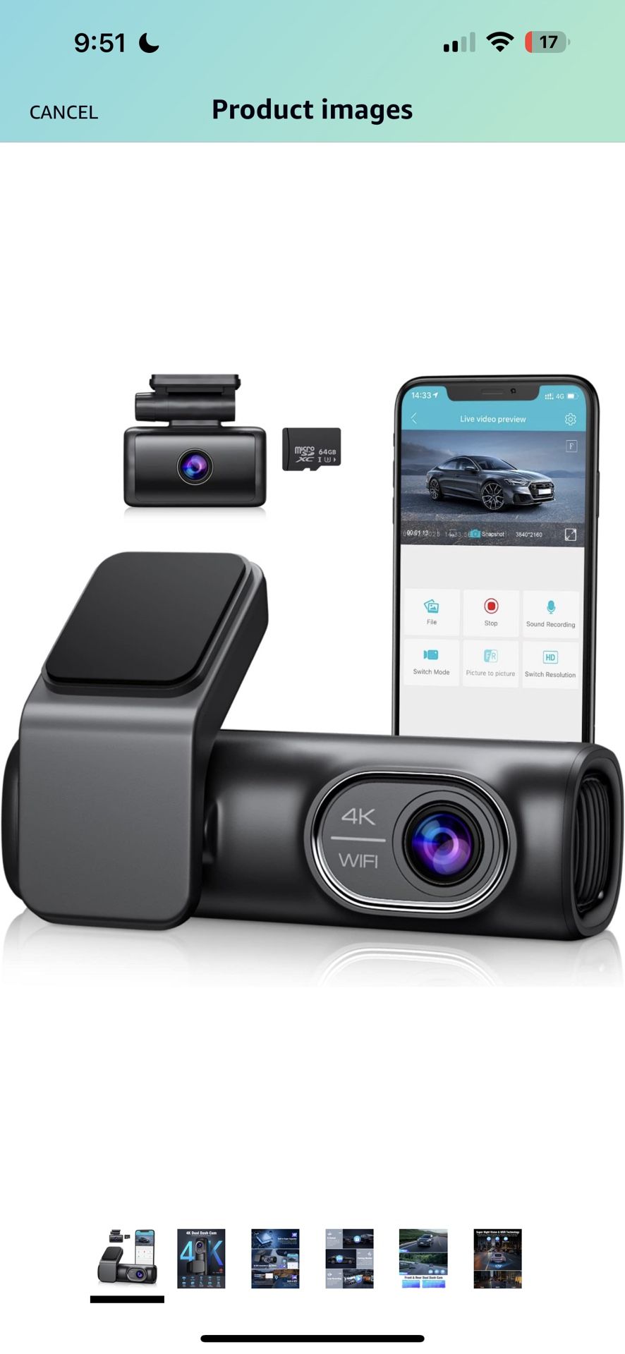 OMBAR Dash Cam Front and Rear 4K/2K/1080P+1080P 5G WiFi GPS, Dash Camera  for Cars with Free 64G SD Card, Dual Dash Cam with WDR Night Vision, 24h