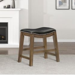 Homelegance Ordway Solid Wood Dining Height Stools - Saddle Table Height Stools for Transitional Dining Versatile Kitchen Seating Options, Perfect for