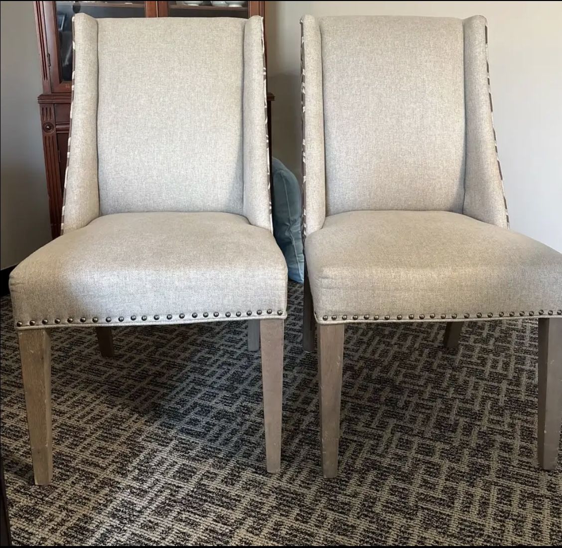 Studded Upholstered Chair Set