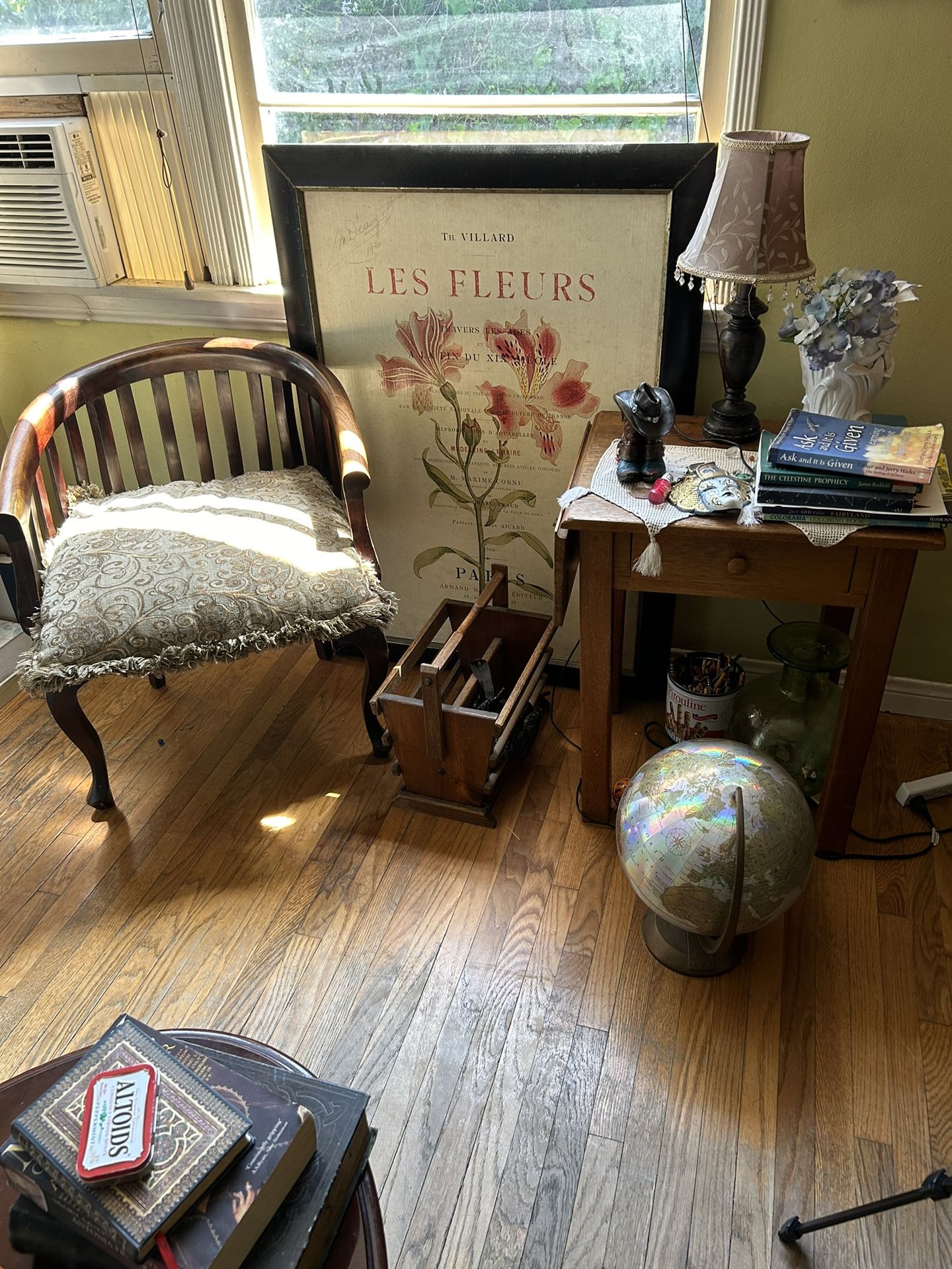 Two Wooden Chairs Like This One, Wooden Table,Magazine Rack 