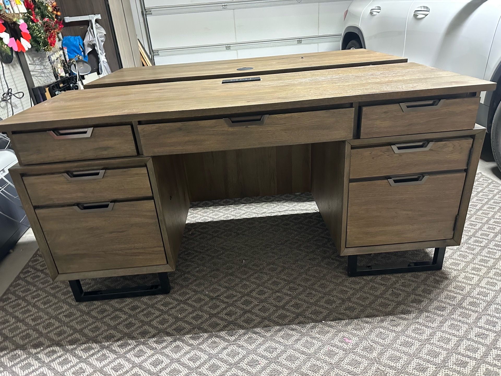 Walnut Desk and Credenza