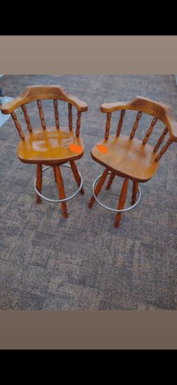 Vintage Wooden Swivel Bar Stools( set of 4 but will sell in pairs)