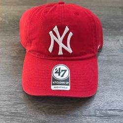 New York Yankees 47 Brand Clean Up Dad Hat Red 