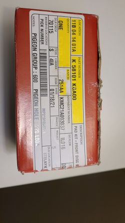 Front Brake Pads Kia Parts number 58101 Original