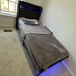 Dark Grey Twin Bed Frame With Led Lights 