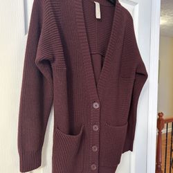 Athleta Burgundy Cardigan Sweater XXS
