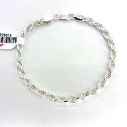925 Sterling Silver 8" Rope Bracelet 14.70g 4.5mm 21978018