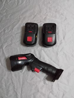 Drill Master Drill Body Flashlight with Two Batteries. Needs charger