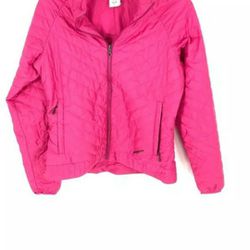 Patagonia Womens pink Fuchsia Long Sleeve Collared Full Zip Puffer Jacket Coat Size Medium