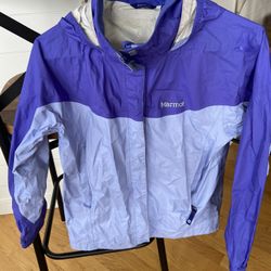 Girls Large Waterproof Marmot Hooded Rain Jacket 