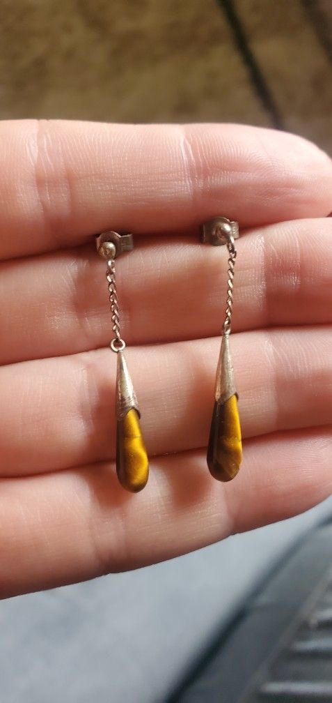 Tiger Eye .925 Silver Earrings