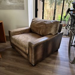 Pottery Barn Turner Square Leather Arm Chair - Grand