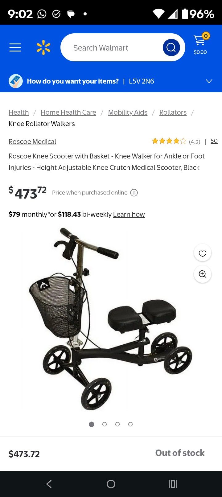 Roscoe Knee Scooter With Basket Walker For Knee And Foot Injuries