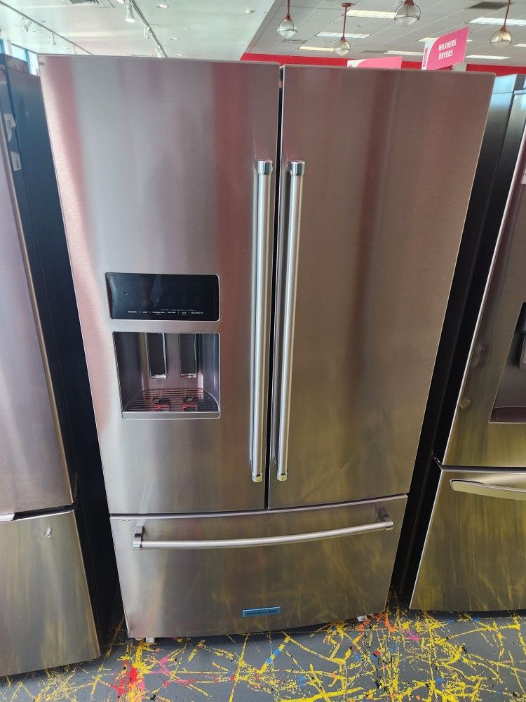 Amazing Kitchenaid 36 Inch French Door Refrigerator 26.8 Cu Ft Stainless Steel Water And Ice Dispenser Stainless Steel Shabbos Mode