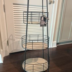 Modern 3-Tier Metal & Wood Storage Tower- BRAND NEW
