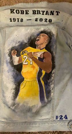 Kobe Bryant, Hand painted denim jacket (girls xl)