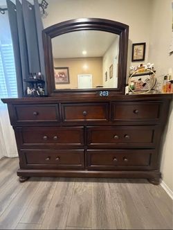 Ashley Furniture "Porter" Solid Wood Dresser with Mirror (Dark Brown)