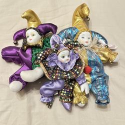 Mardi Gras Porcelain Jester Dolls 