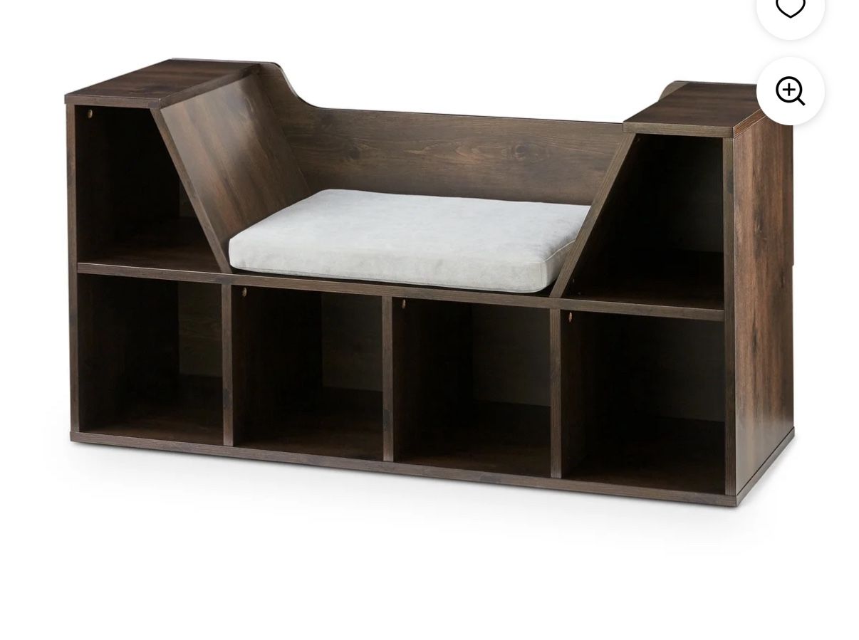 Your Zone Kids Reading Bench and Storage Bookcase, Dark Chestnut