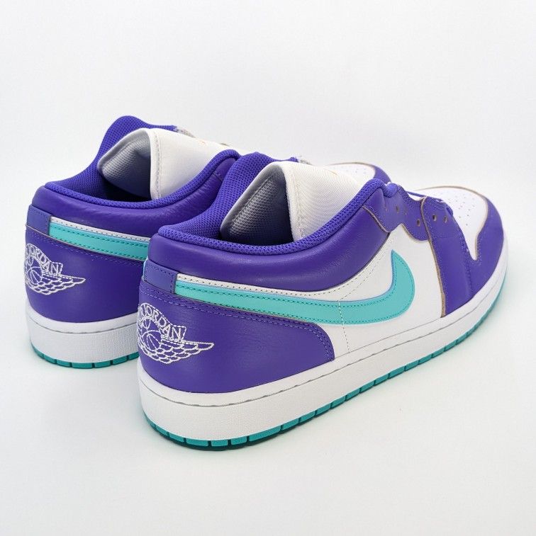 Air Jordan 1 Low Hornets Psychic Purple Jade Mens Size 15 New Nike Retro Sneaker