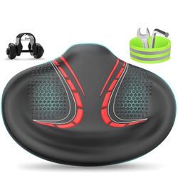 Oversized Bike Seat, Wide Bicycle Saddle Novel Backrest Design for Electric Bike, Fits Most Exercise Bike