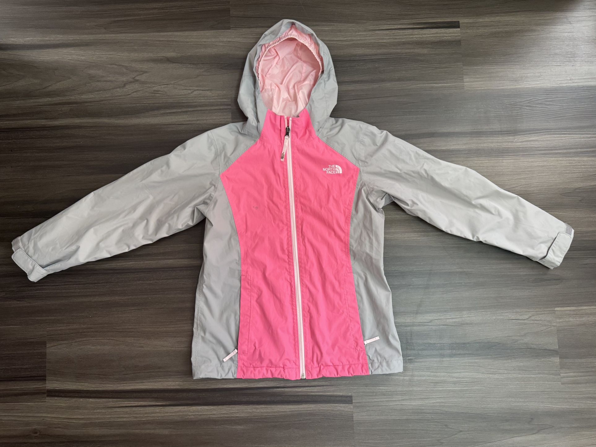 The North Face Girls Jacket Osolita Tri Shell Hooded Grey Pink Youth Large 14/16