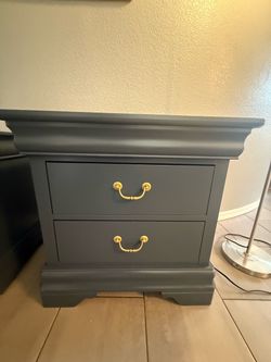 2-Drawer Nightstand – Navy & Gold