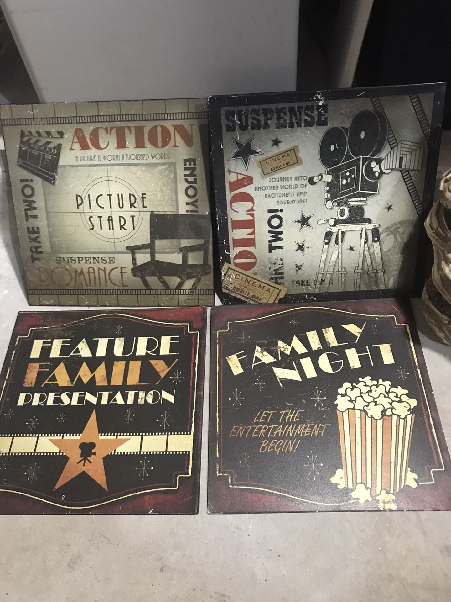 4 Movie ~ Theater Room Decor ~ Movie Night ~ Family Room Decor