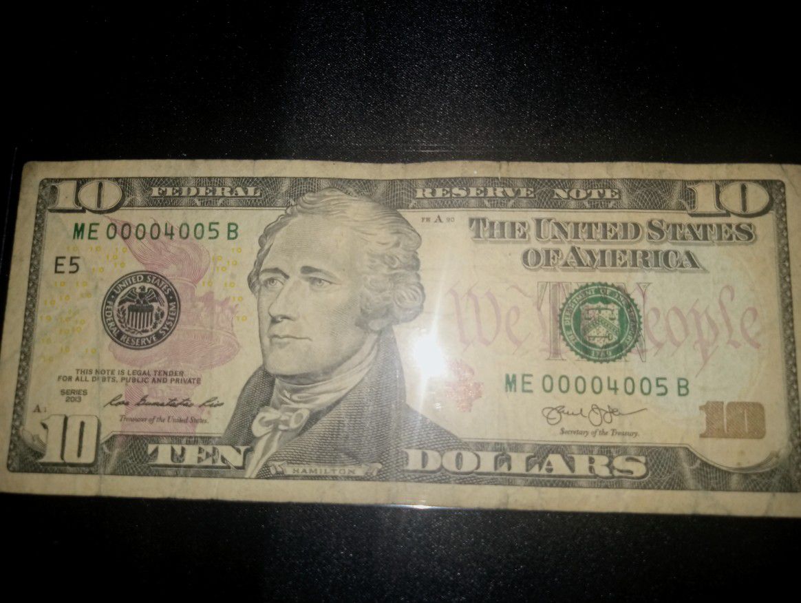 $10  Dollar bill  2013