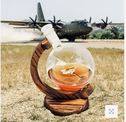 Globe Whiskey Decanter - Pilot Gifts for Men & Women Who Love Bourbon, Wine & Liquor Decanter -1000ml- Airplane Gift (Lockheed C-130 Hercules).