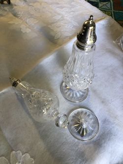 Crystal Legends by Godinger Shannon Salt and Pepper Shaker Set (one damaged)