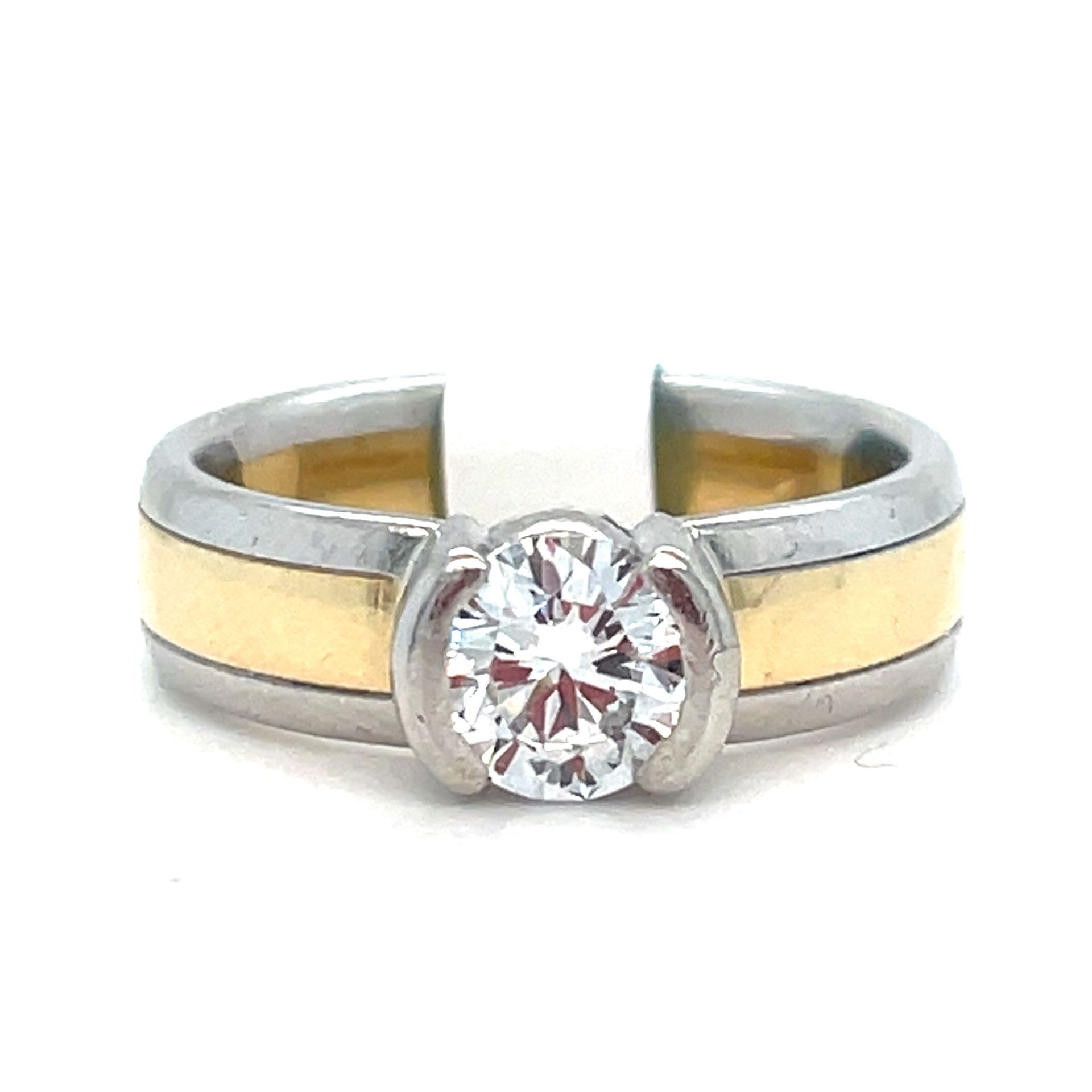 18Kt Yellow Gold & Platinum Diamond Ring 10.16g .8CTW Size 6 I-2060