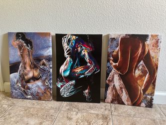 Set of 3 Figurative Canvas Wall Art Prints