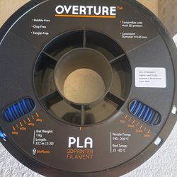 Overture PLA Pro 3D Printing Filament 2.85 mm Blue