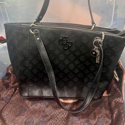 GUESS Black Embossed Tote — Used Condition