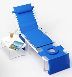 Garvee Tanning Chair with Face Hole, 3-in-1 Outside Beach Lounge Chair with Folding Table