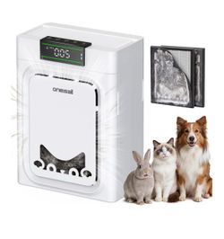 oneisall Pet Air Purifiers for Home,PP02 Dual Intake Traps Airborne Pet Hair&Dander,2X Carbon Filter Eliminates Odors,PM2.5 Display,Washable Pre-Filte
