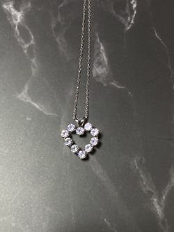 10k White Gold Heart Pendant Necklace 