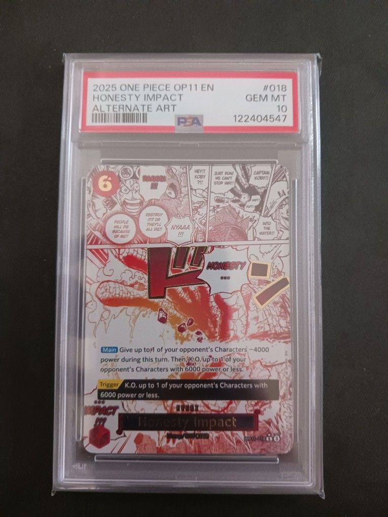 One Piece Card Game TCG Honesty Impact Alt Art PSA 10