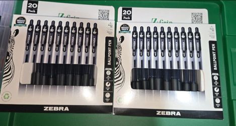 Zebra Z-Grip Black Ballpoint Pens 20-Pack 1.0mm – NEW