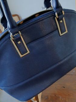 Navy Blue Dome Satchel Handbag