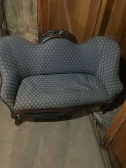 Vintage Carved Wood Upholstered parlor loveseat