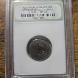 New World Pirate Era Spanish Bronze Nummis C. 1(contact info removed) AD